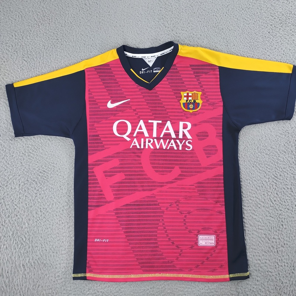FC Barcelona Jersey Shirt Mens Medium Qatar Airways Messi 10 La Liga Nike Soccer